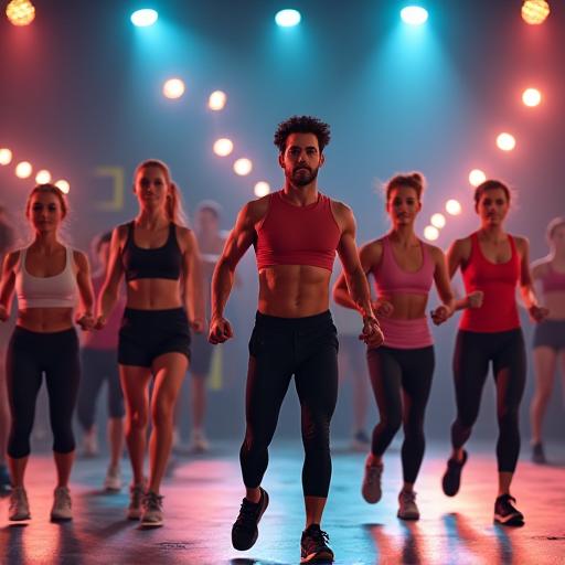 A group of people energetically participating in a HIIT class.
